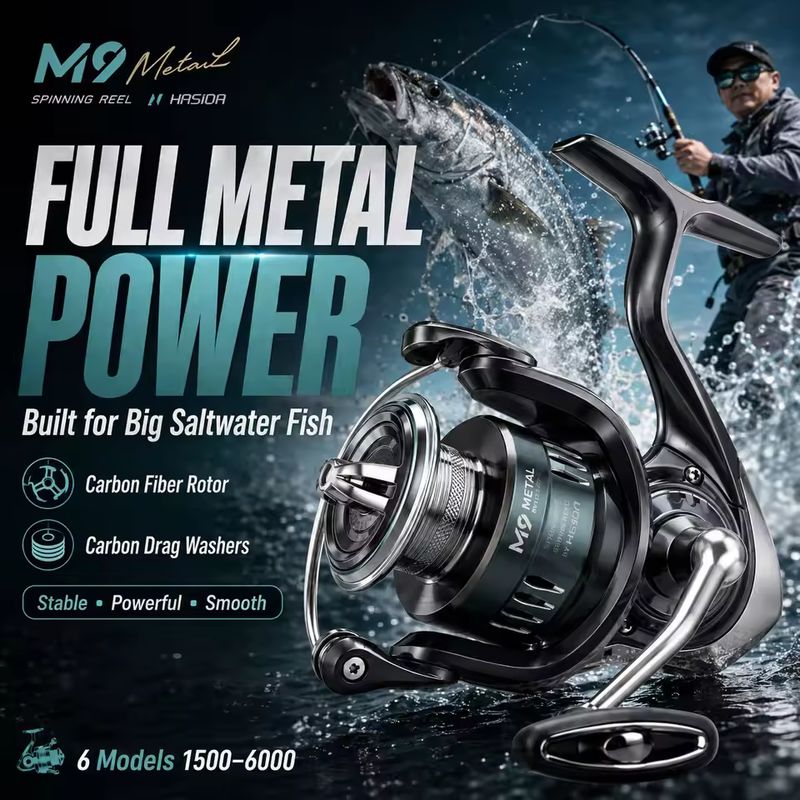 HASIDA M9 スピニングリール。フルメタル製で、海水に - Trolling Reel のレビューと価格